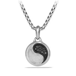 David Yurman Petrvs Yin Yang Sterling Silver 925 Black Diamonds Pendant